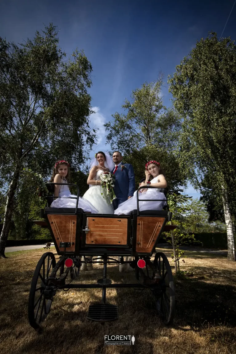 photographe mariage lille de maries en famille sur le carrosse magique florent studio boulogne sur mer le touquet paris saint omer